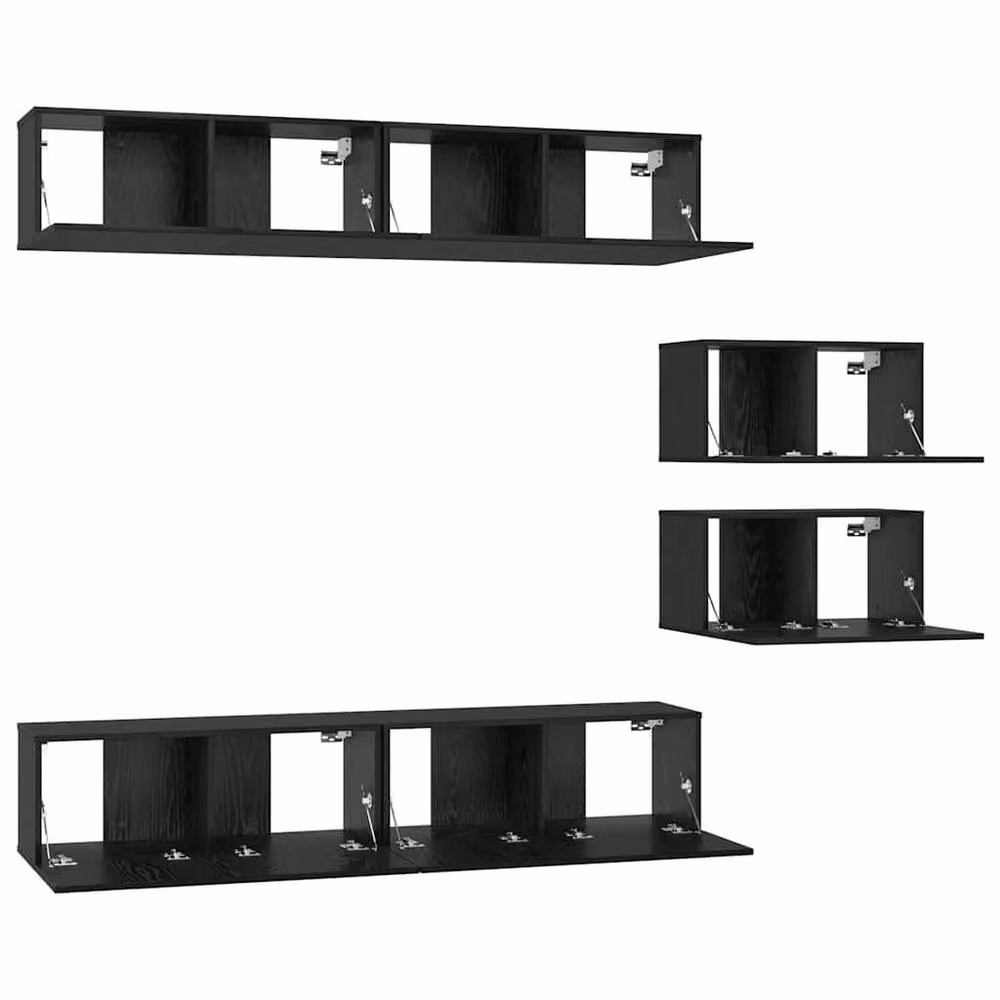 Berkfield Home Modern Wall Mounted TV Cabinet in Black Oak, 6 Pieces, W/D/H: 80 x 30 x 30.5 cm – 4