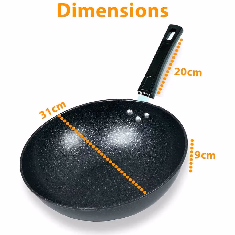 Kelvenix Black Marble Non-Stick Carbon Steel Induction Wok – 2