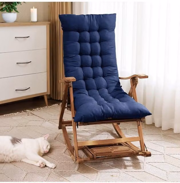 H&O Direct Thickened Indoor Outdoor Bench and Rocking Chair Cushion in Dark Blue – 1