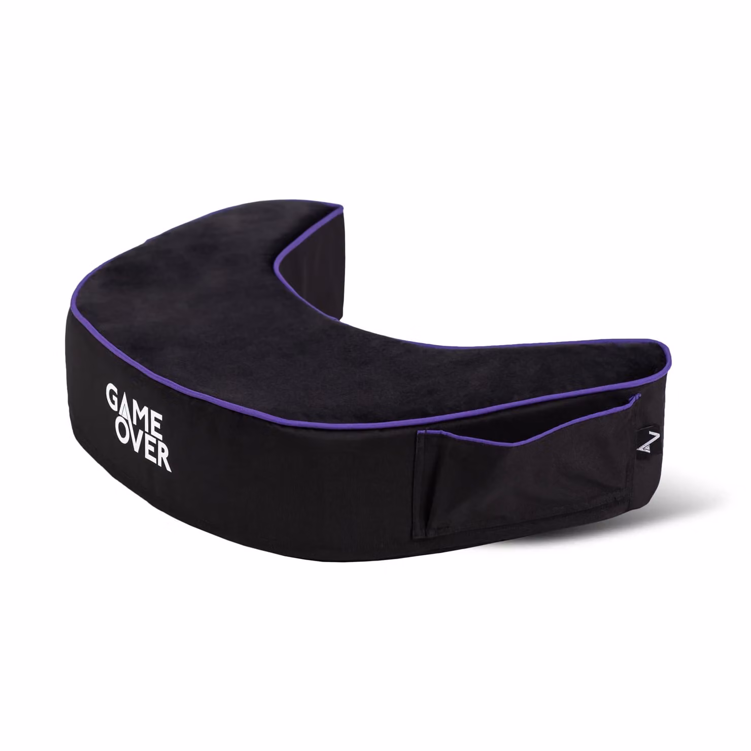 Game Over Store Ergonomic Semicircular Gaming Support Back Cushion in Black Polyester Velour