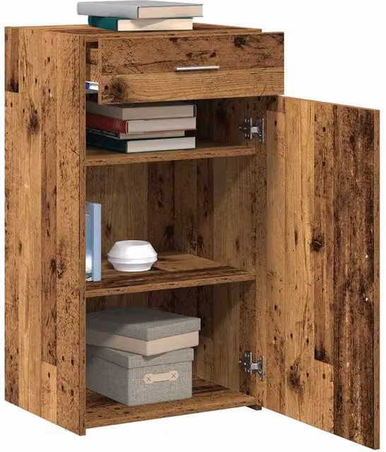 Berkfield Home Rustic Old Wood Sideboard in Brown, W/D/H: 93 x 42.5 x 30 cm – 1