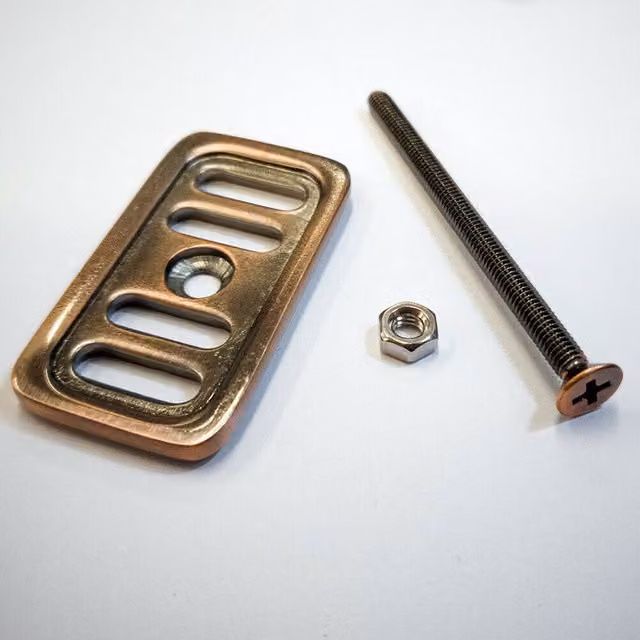 Nes Home Copper Brushed Stainless Steel Kitchen Sink Overflow Cover Plate and Bolt