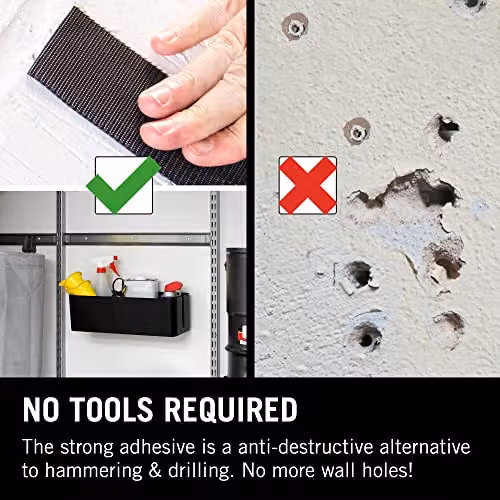 VELCRO Brand Heavy Duty Stick On Double Sided Hook and Loop Self Adhesive Strips, Black, W: 50 mm, L: 100 mm, Set of 2 – 5