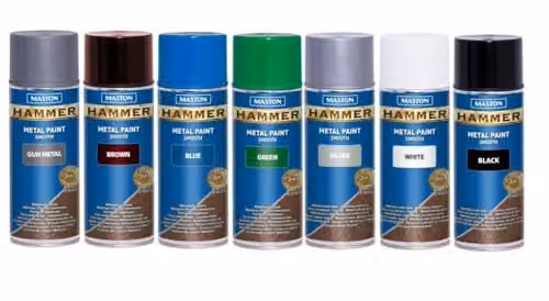 Maston Hammer Smooth Opaque Spray Paint, Black, 400ml – 2