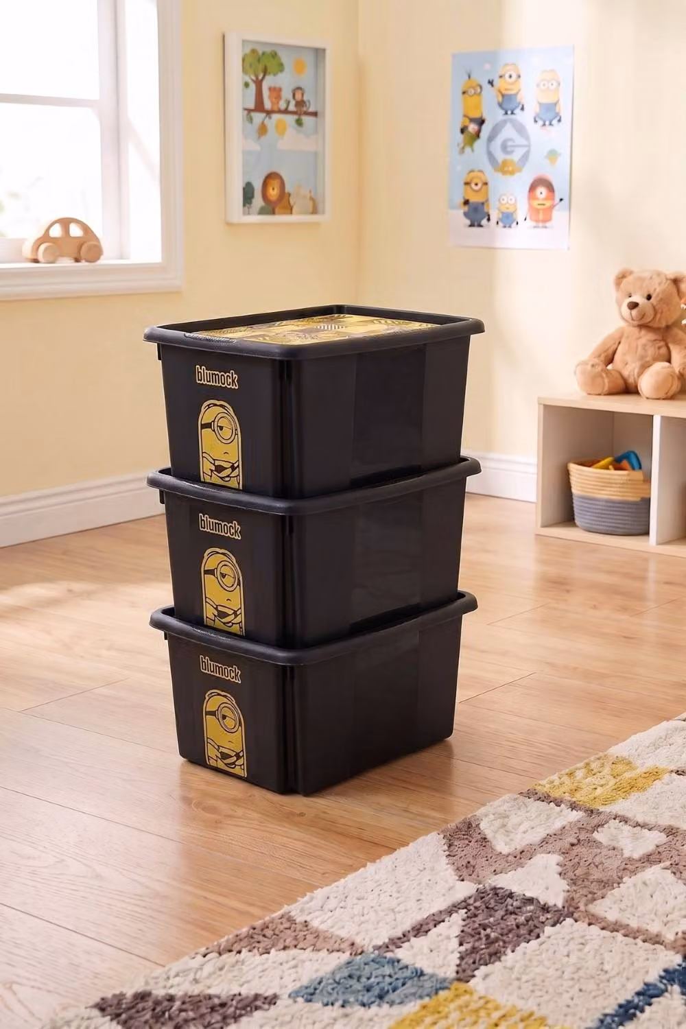 Keeeper Set of 3 Minions Stackable Turning Boxes, 24 Litre, Black – 2