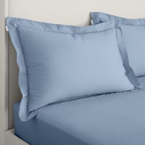 Bianca 200 Thread Count Cotton Percale Oxford Pillowcase Pair, Blue, W/D/H: 50 x 75 cm – 1