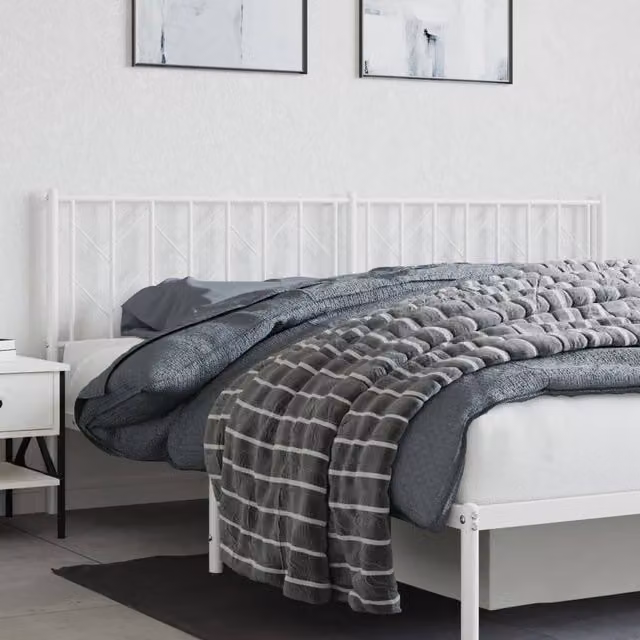 Berkfield Home Metal Headboard in White, Width: 193 cm