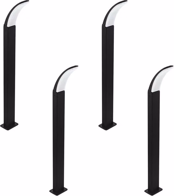 Loops 4 Pack Black Aluminium IP44 Outdoor LED Bollard Garden Lights 11W – 1