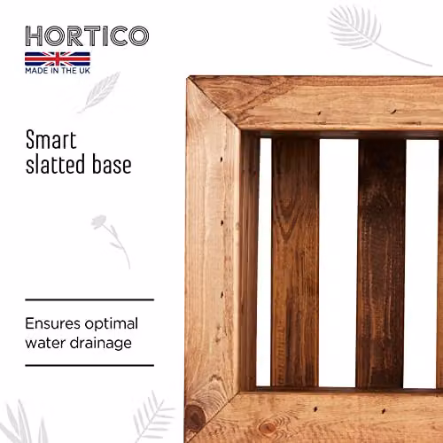 Hortico Set of 2 Brown Wooden Square Garden Planters, 47 cm – 3