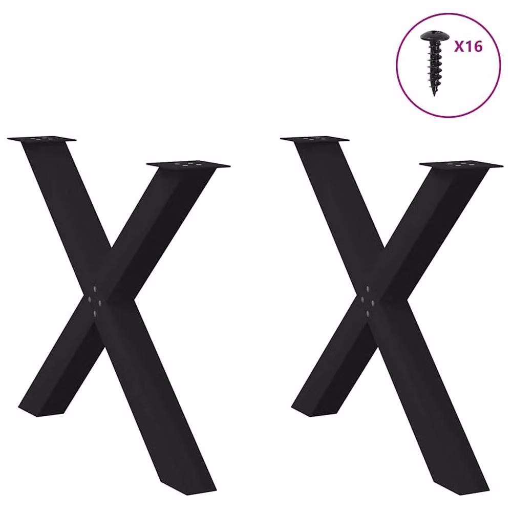 Berkfield Home X-Shaped Dining Table Legs, 2 Piece Black Steel Set, H: 72-73 cm x W: 90 cm – 3