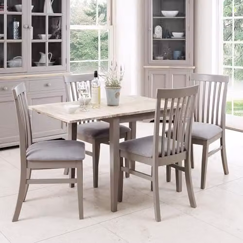 Statement Furniture Florence Wooden Dining Chairs with Upholstered High Back, Set of 4, Grey, W: 45 cm, D: 53 cm, H: 94 cm, Seat Height: 45 cm – 2