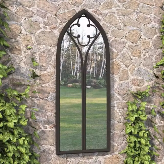 Berkfield Antique Black Metal Rectangular Garden Wall Mirror, H 70 cm x W 30 cm – 1