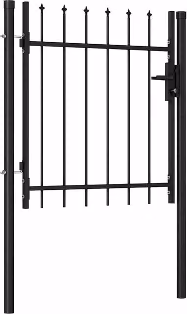 Berkfield Home Single Door Steel Fence Gate with Spike Top, Black, W: 100 cm, H: 100 cm – 1
