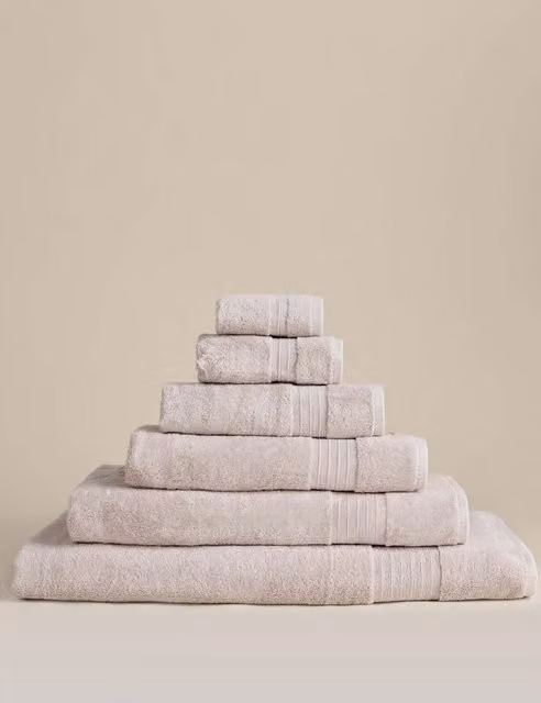 M&S Egyptian Cotton Fluffy Quick Drying Towel in Beige