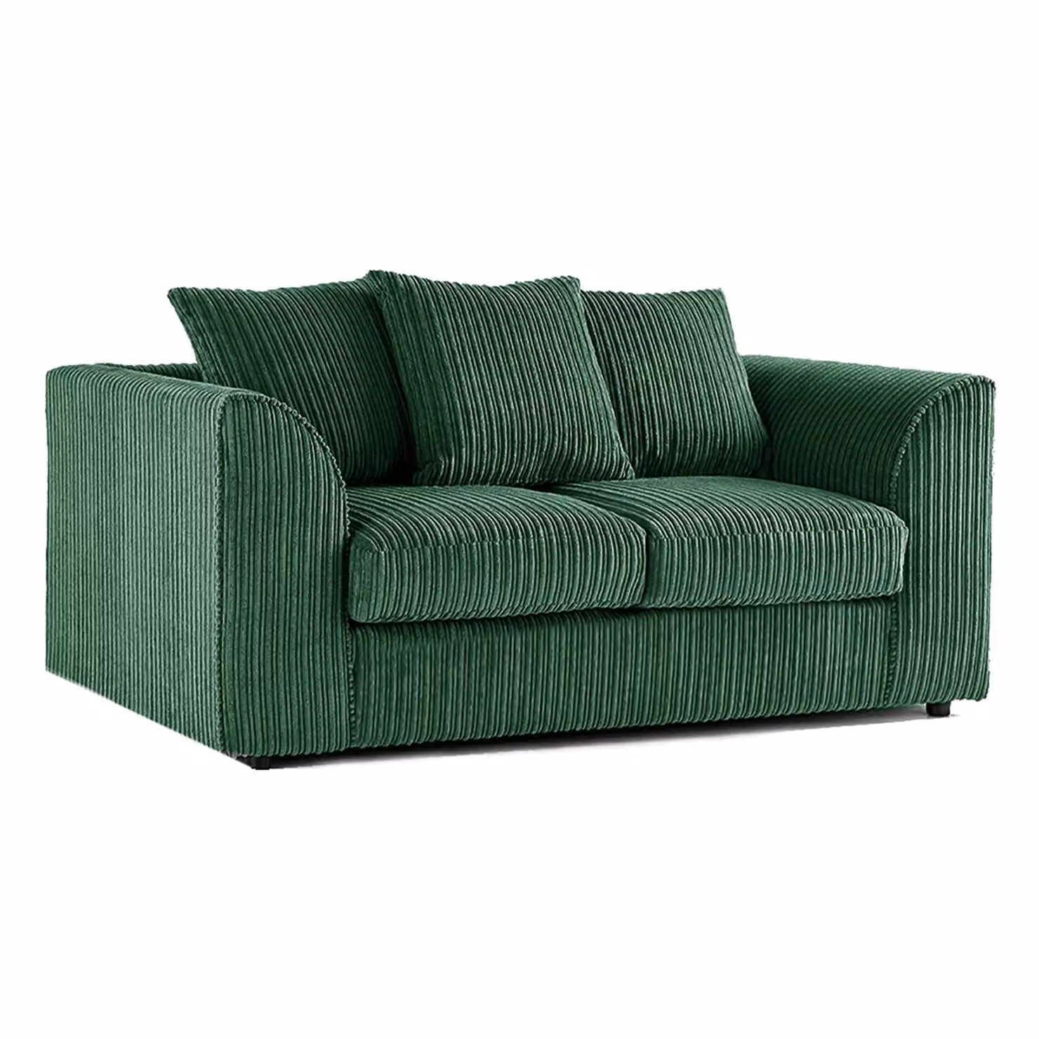 Furnishings For Less UK Luxor 3 Piece Sofa Suite in Green Jumbo Cord Fabric with Scatter Back Cushions – 2