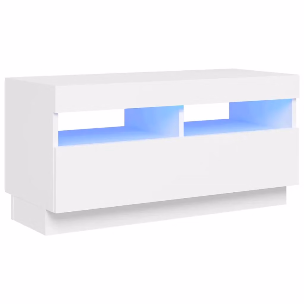 Berkfield Home Modern Glossy White TV Cabinet with LED Lights W/D/H: 80 x 35 x 40 cm – 2