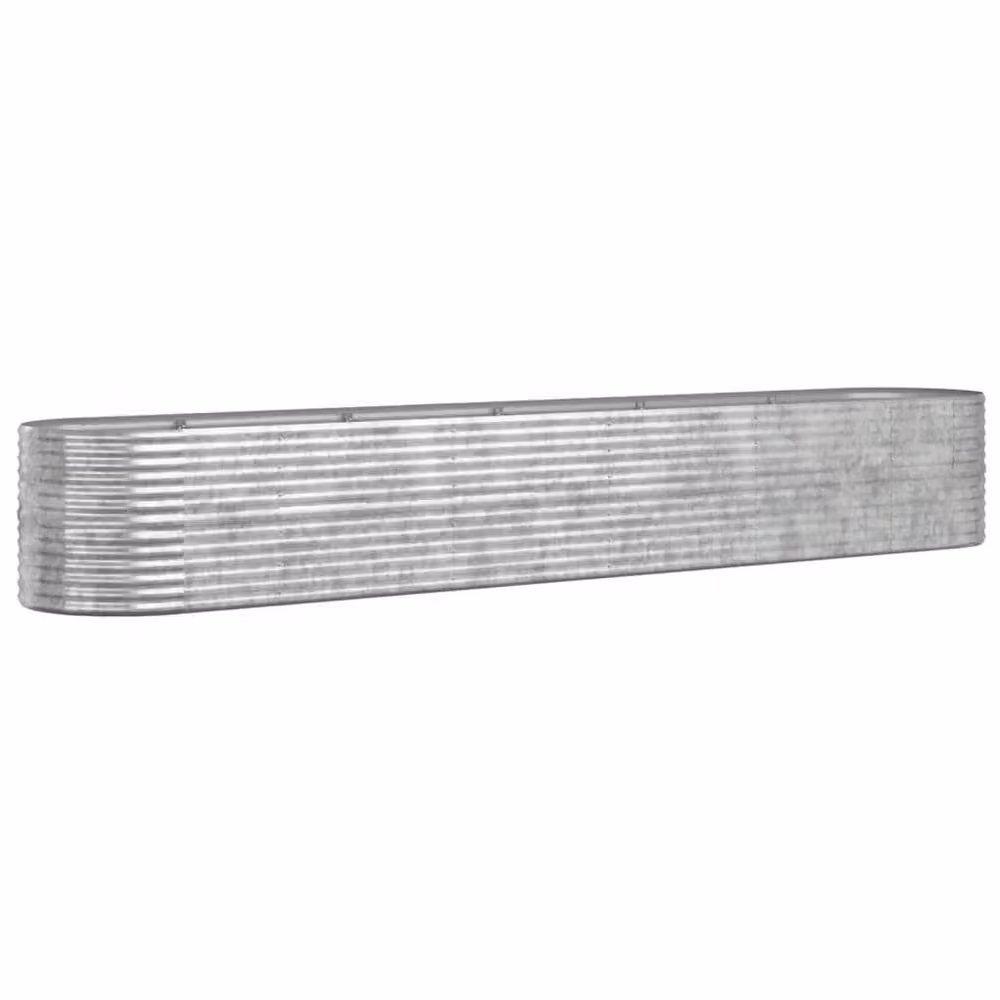Berkfield Home Garden Powder-coated Steel Raised Bed in Silver, W/D/H: 440 x 80 x 68 cm – 2