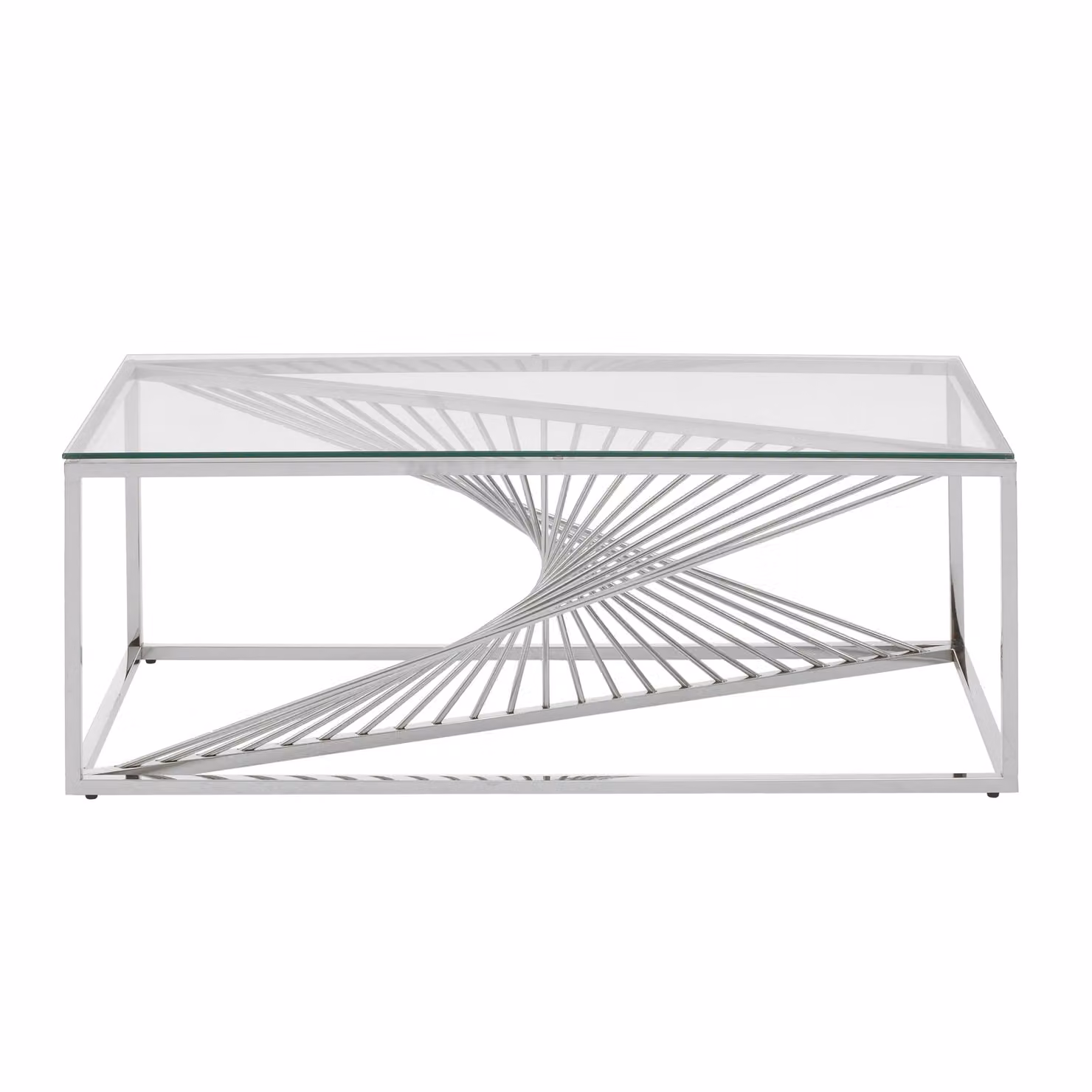 Orsina Modern Rectangular Glass Coffee Table with Silver Metal Frame, W/D/H: 120 x 60 x 45 cm – 3