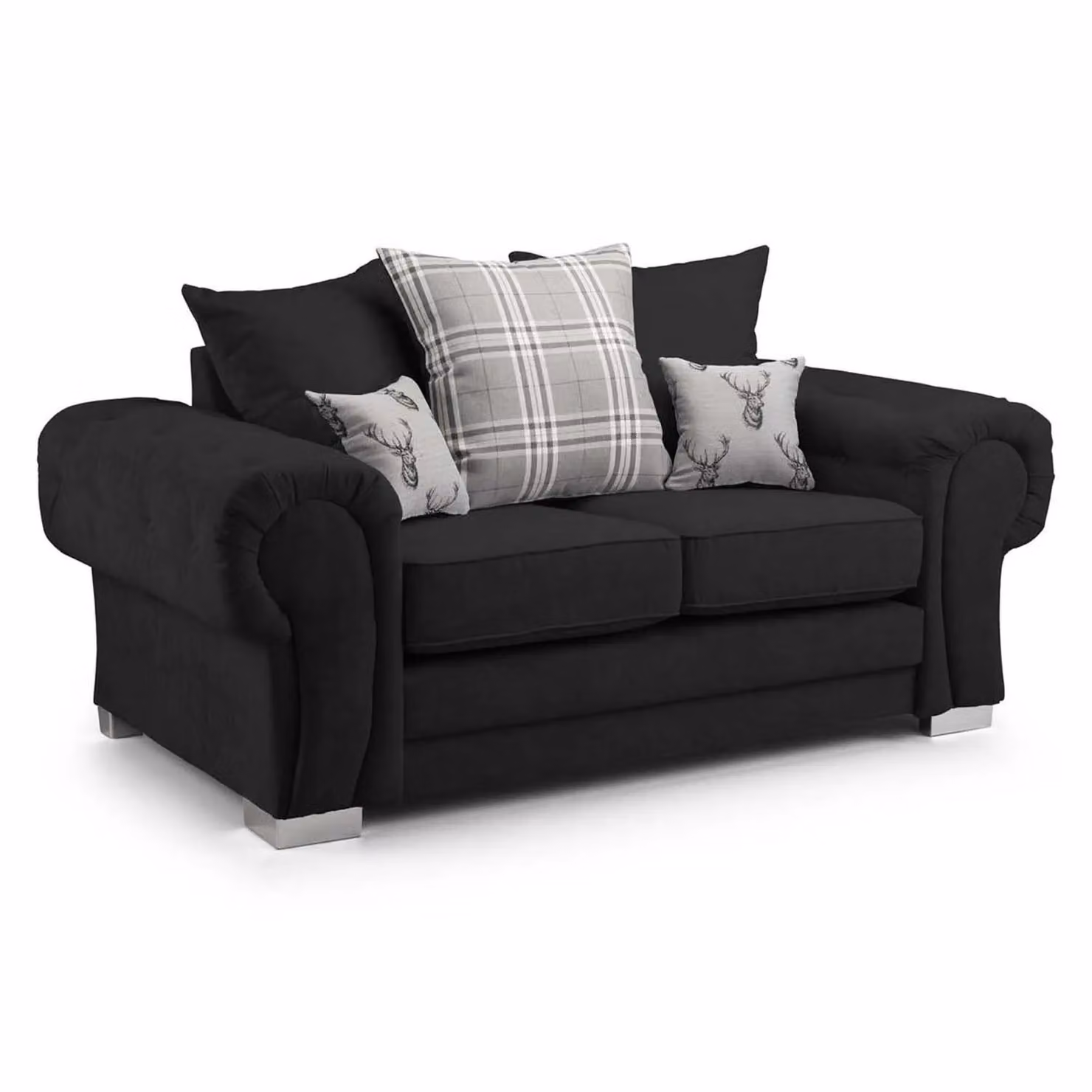 Furnishings For Less UK Milan Black Fabric 3 Piece Chesterfield Style Sofa Suite with Scatter Back – 2