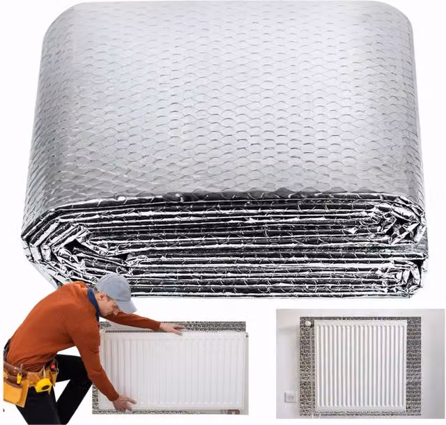 Trendi Reflective Radiator Foil Insulation Heat Saver Roll, Silver, W: 67.5 cm, H: 1000 cm – 1
