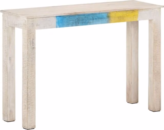 Berkfield Home White Rustic Mango Wood Console Table W/D/H: 115 x 35 x 77 cm