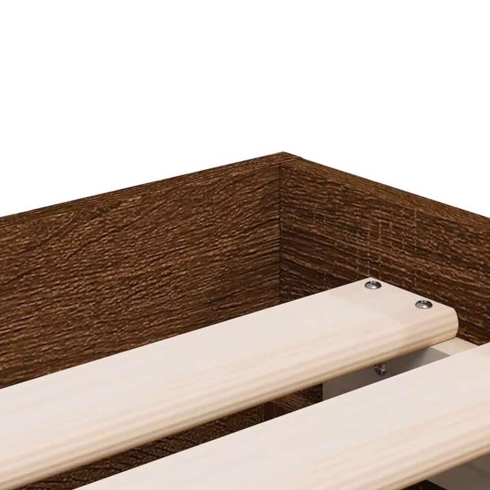 Berkfield Home Modern Bed Frame with Drawers in Brown Oak, W/D/H: 100 x 200 x 102 cm – 4