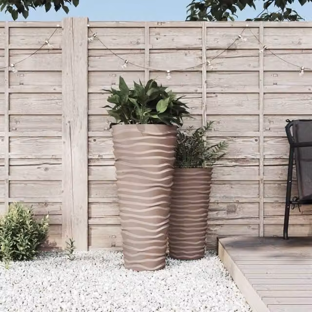 Berkfield Home Planter with Removable Inner Tub, Brown, Grooved Look, 18/45 L – 1