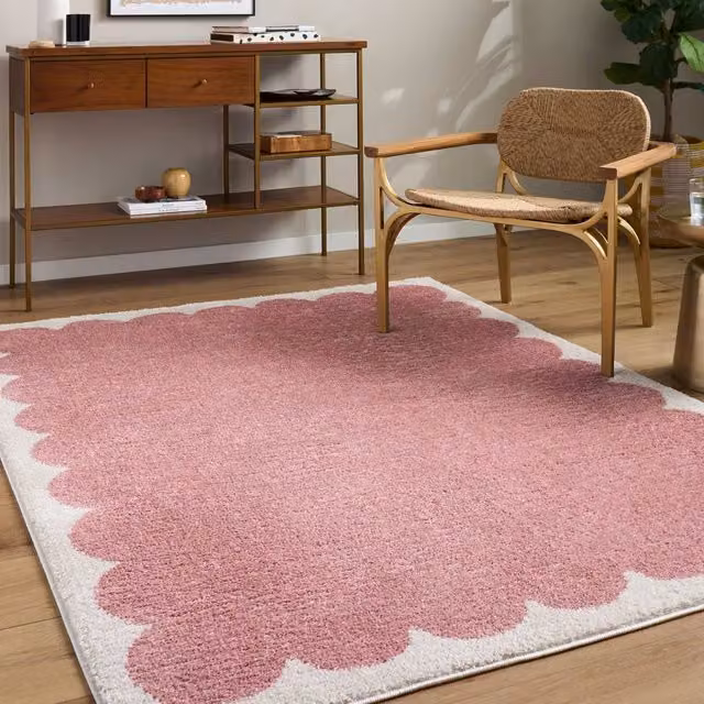 Livabliss Fossay Shag Washable Modern High Pile Living Room Rug in Black and Pink, W: 200 cm, D: 275 cm