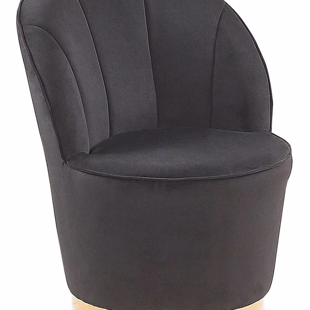 Wyld and Coco Black Velvet Tub Armchair with Gold Metal Base – 2