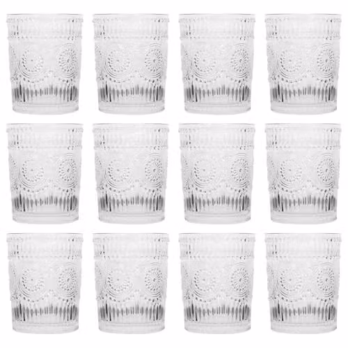 Argon Tableware Amore Floral Glass Tumblers, Transparent, 300ml, Pack of 12 – 1