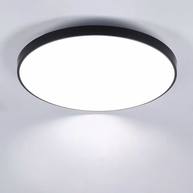 Goeco Round LED Ceiling Light, Black, 24 W, 6500 K, IP44, Diameter: 27 cm – 1
