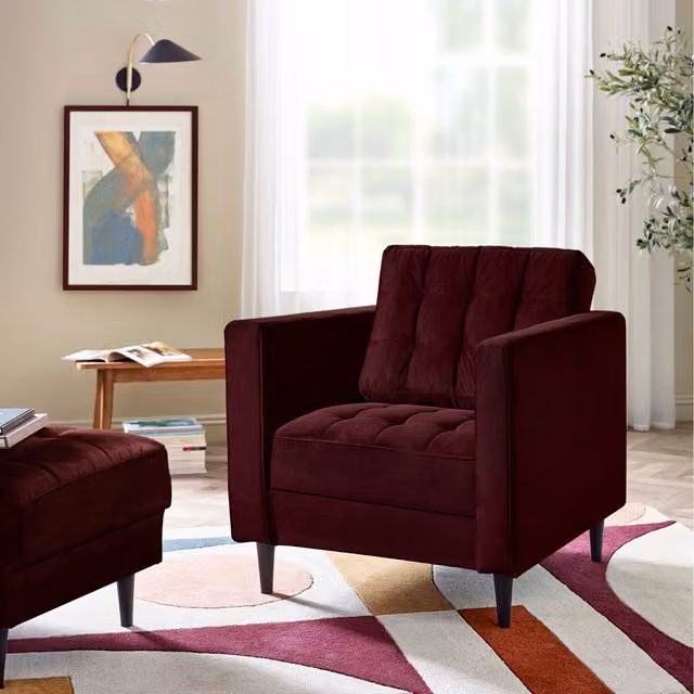 FurnitureboxUK Juno Velvet Sofa in Maroon with Solid Wood Frame