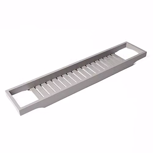 OHS Bamboo Bath Tray Caddy in Grey – 5