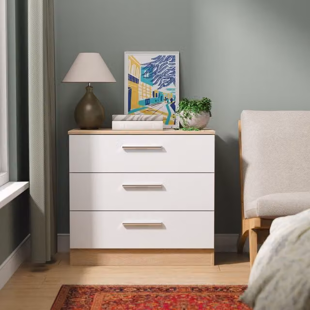 Ready Assembled 2 U Trent 3 Drawer Chest in White and Multicolour