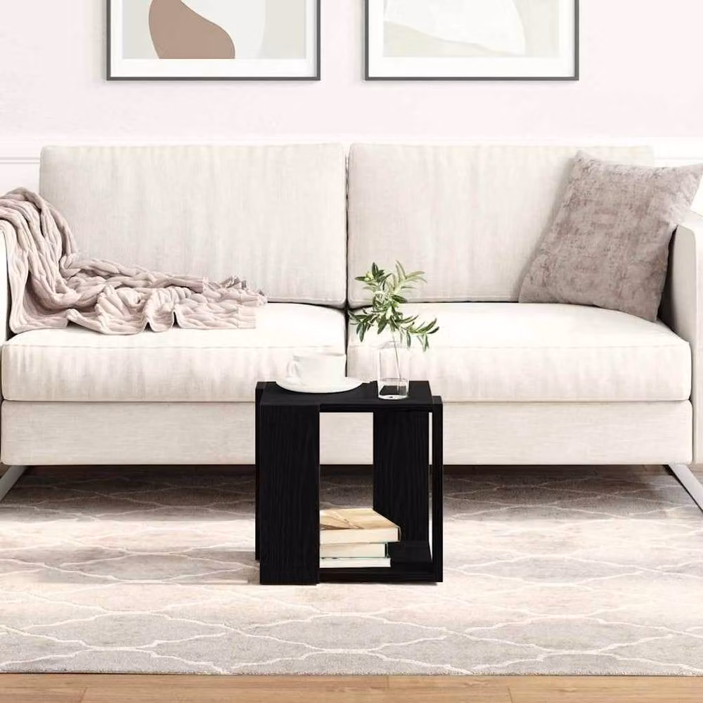 Berkfield Home Modern Square Coffee Table in Black Oak MDF, W/D/H: 32 x 32 x 30 cm – 2