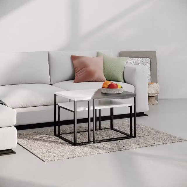 Ohlady Modern Multipurpose Coffee Table in Anthracite Grey and Black, W/D/H: 64 x 45 x 42 cm