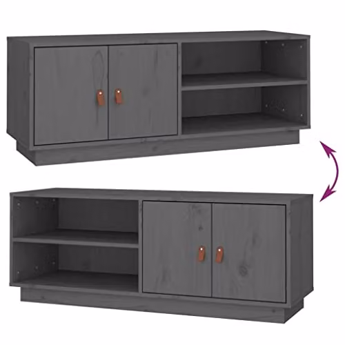 vidaXL Modern Grey Solid Pine Wood TV Cabinet W/D/H: 105 x 34 x 40 cm – 5