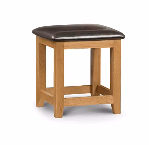 netfurniture Camel Dressing Table Stool in Brown with Oak Wood Frame and Synthetic Leather Upholstery W/D/H: 44.0 x 47.0 x 46.0 cm – 2