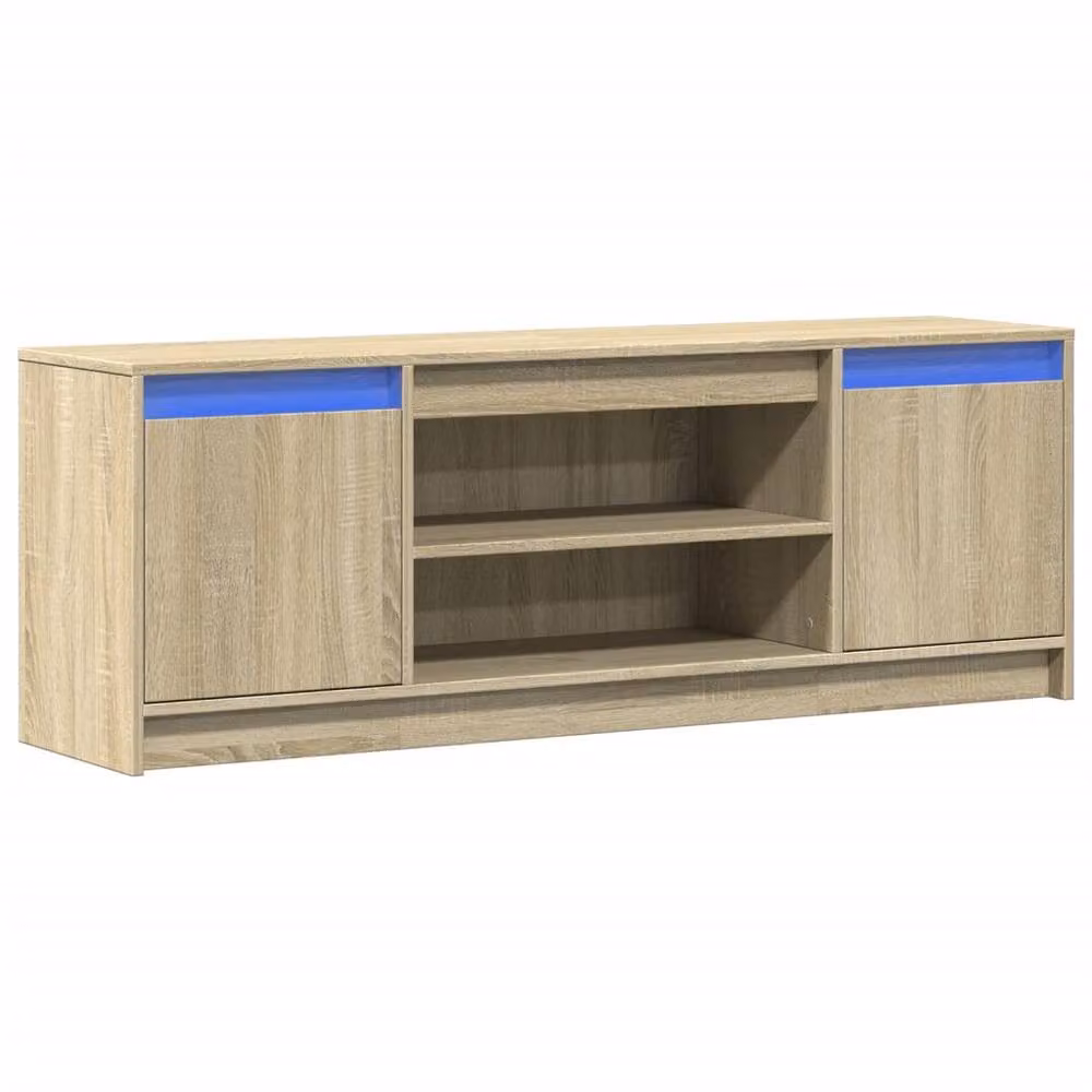Berkfield Home Modern LED TV Cabinet in Sonoma Oak and Beige, W/D/H: 139.5 x 34 x 50 cm – 2
