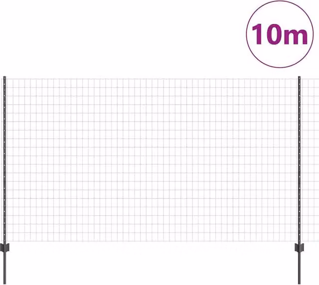 Berkfield Home Durable Steel Euro Fence with 10 U-Profile Posts, Grey, 4 x 10 m