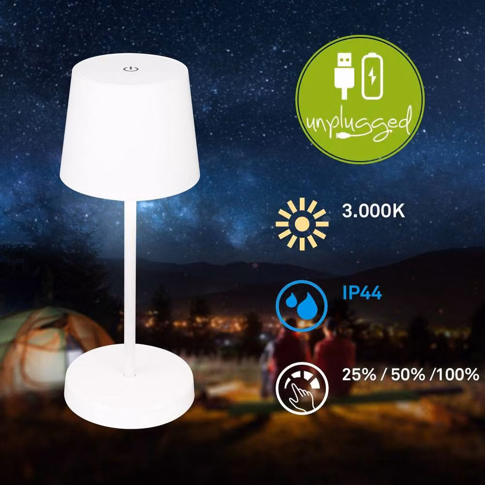 Briloner Set of 2 White Rechargeable LED Table Lamps with Dimmable Warm White Light – 2