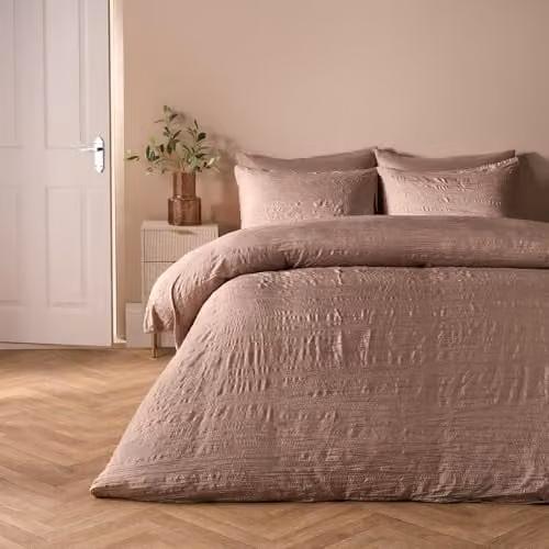OHS King Size Microfibre Duvet Cover Set with Matching Pillowcases, Mink