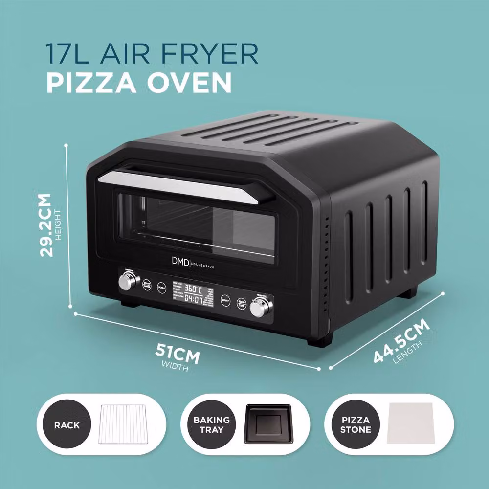 DMD Collective 17L Electric Pizza Oven and Air Fryer with Grill and Hot Air Functions, 400°C, Black – 2