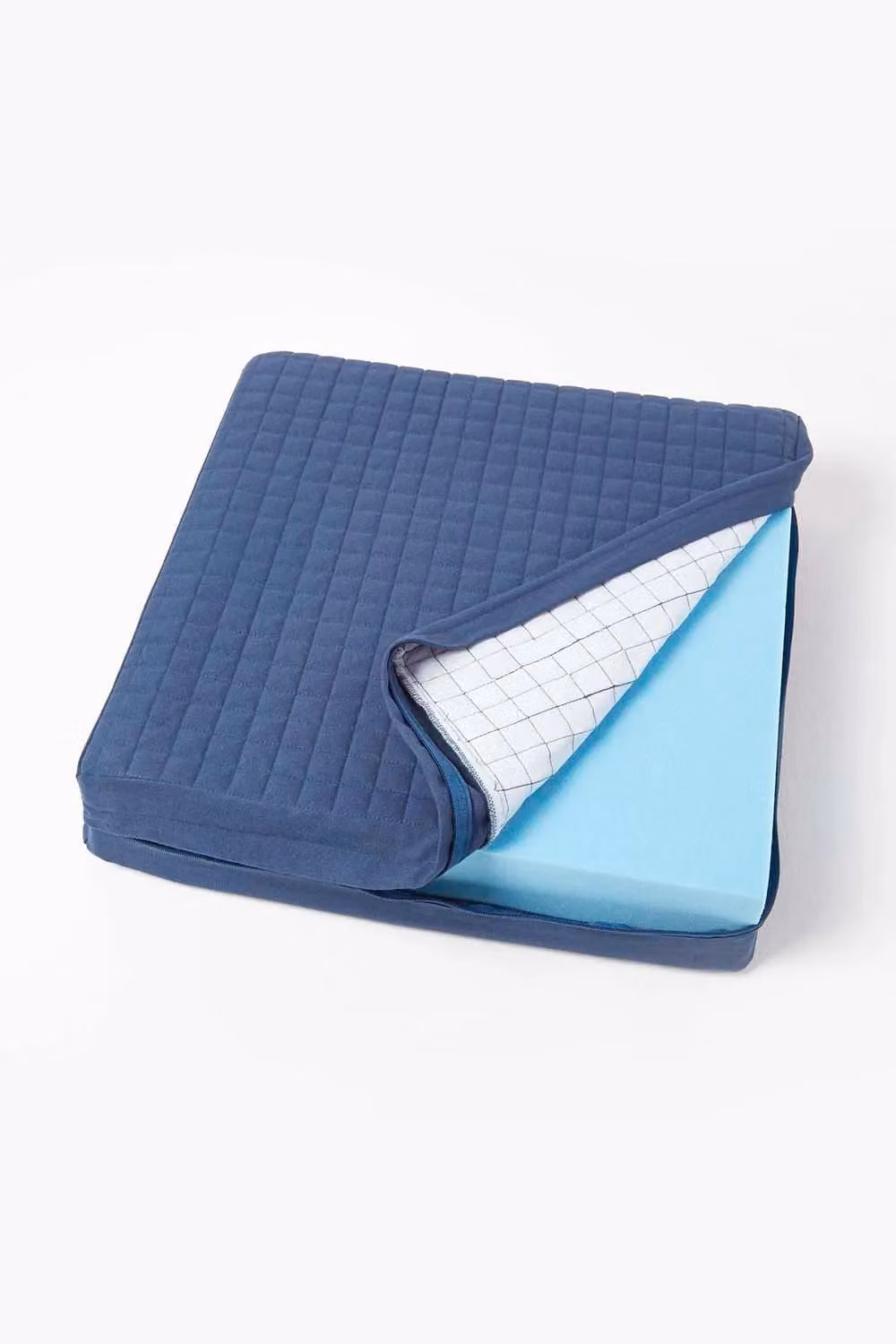 Homescapes Navy Blue Quilted Armchair Booster Cushion with Removable Cotton Cover, W/D/H: 50 x 50 x 10 cm – 2