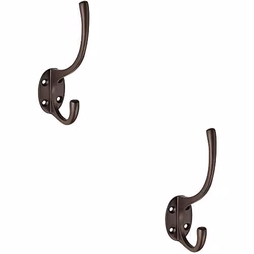 Loops 2 Pack Victorian Hat and Coat Hook on Oval Backplate in Matt Bronze, Projection: 6.4 cm