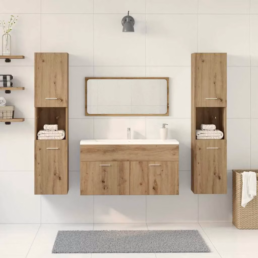 Berkfield Home 4 Piece Modern Bathroom Furniture Set in Artisan Oak Brown – 2