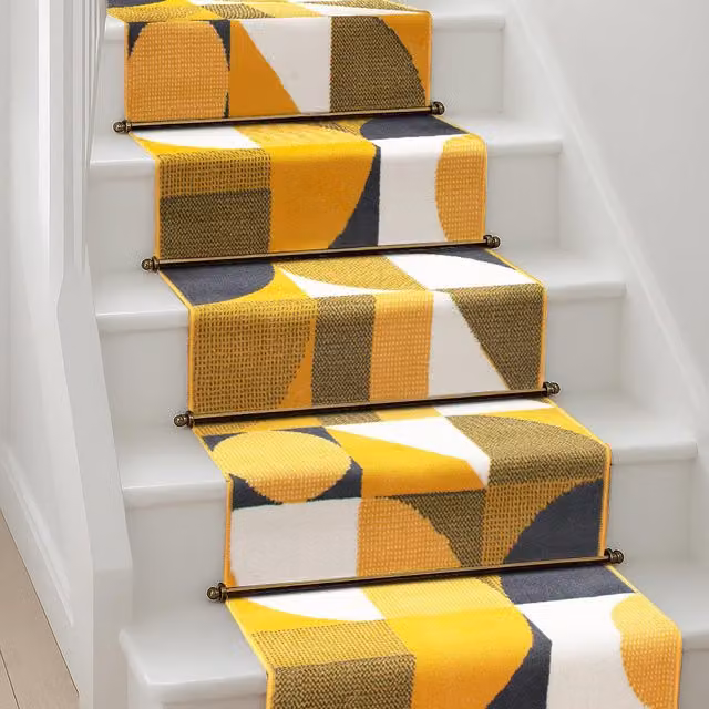 Bravich Art Deco Geometric Hallway Runner in Yellow