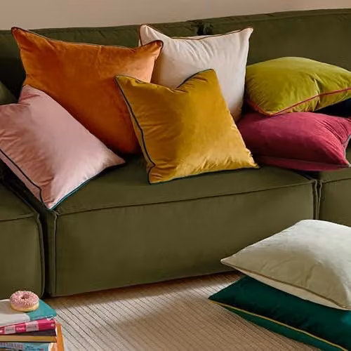 Furn Meridian Velvet Square Cushion in Beige, Pink or Blue, W/D/H: 45 x 45 x 45 cm – 4