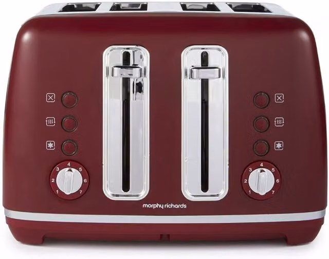 Morphy Richards Accents 4 Slice Toaster in Rhubarb Red, Purple and Pink