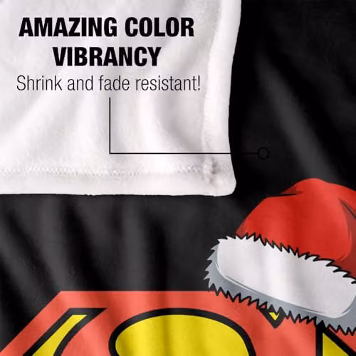 LOGOVISION Superman S-Shield Christmas Santa Hat Design Super Soft Fleece Throw Blanket, Multicolour – 3